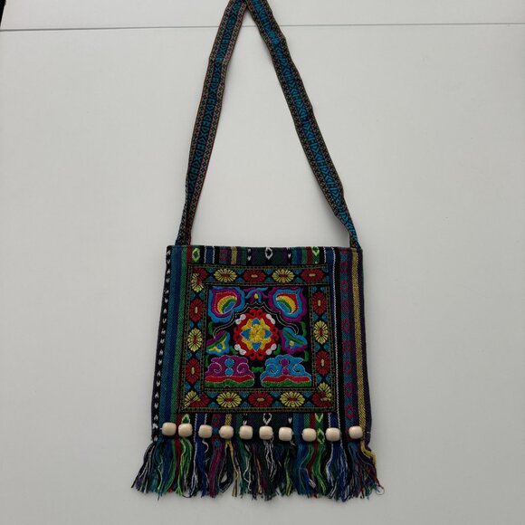 Embroidered Fringe Boho Crossbody Bag New - Picture 11 of 12